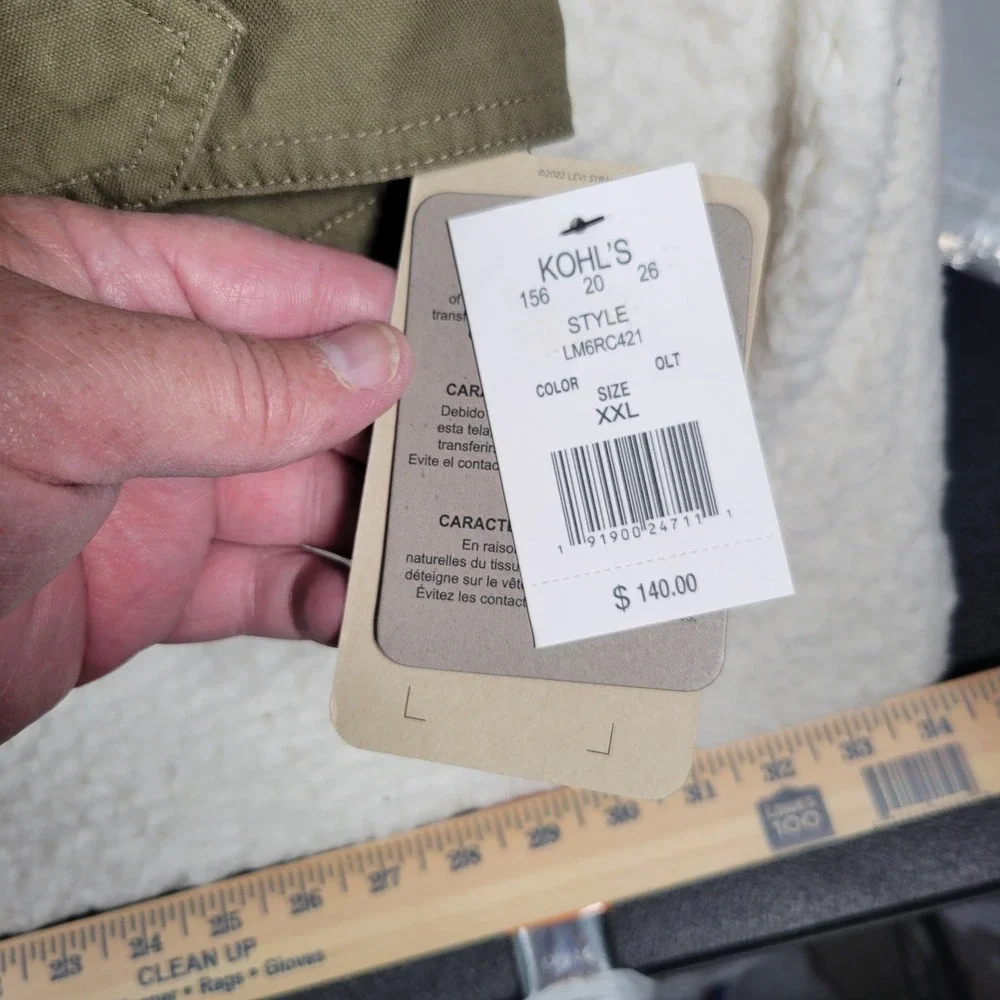 Levi Strauss & Co. Field Jacket‎ Men XXL Olive Green Hooded Zip Utility LM6RC421